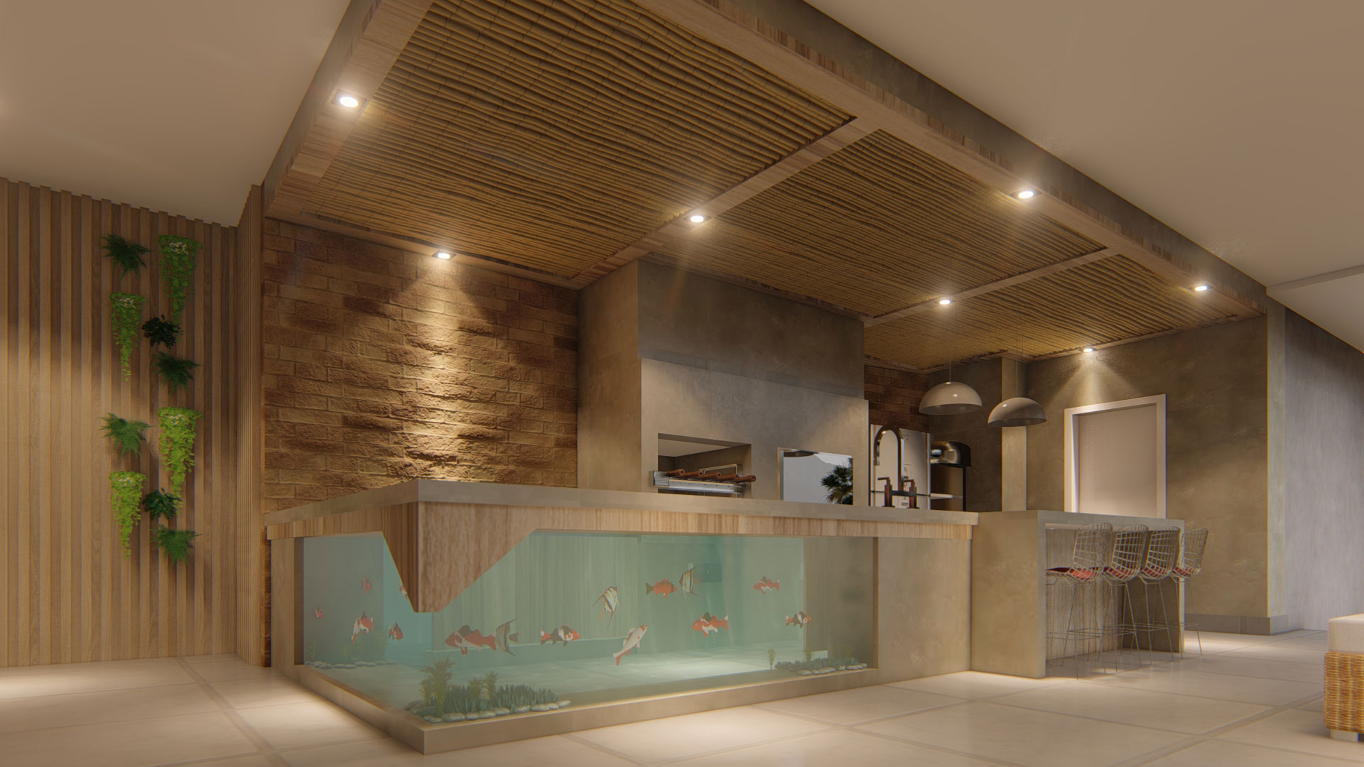 Projeto de aquário sob medida integrado à arquitetura do ambiente